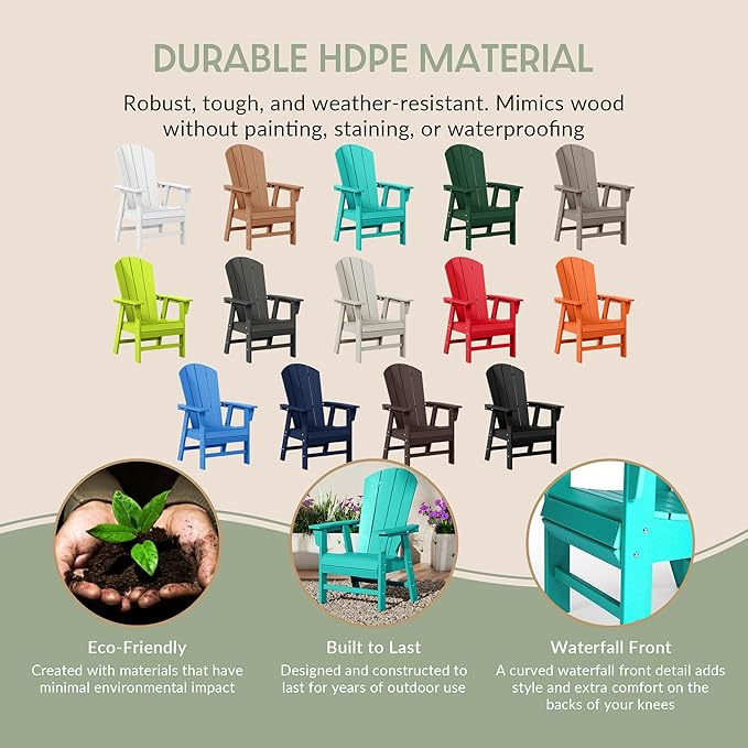 WestinTrends Malibu Outdoor Patio HDPE Plastic Adirondack Dining Chair Turquoise