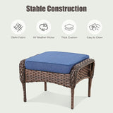 Outdoor Patio Ottomans Set of 2, Outdoor Wicker Footrest Seat with Removable Cushions - Photo 5