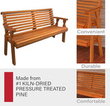 Amish Casual Heavy Duty 4 Foot Roll Back Outdoor Bench in Cedar Stain - Amish Made in The USA from Treated Pine for - Photo 6