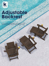 KINGYES Folding Adjustable Adirondack Chair with Ottoman & 2 Cup Holders, HDPE Adirondack Recliner Chair with Footrest - Photo 7