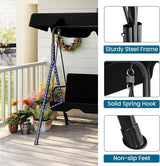 Durable Outdoor Glider Swing with Canopy，Patio Garden Bench and Stand for Backyard, Porch, or Lawn - Photo 3