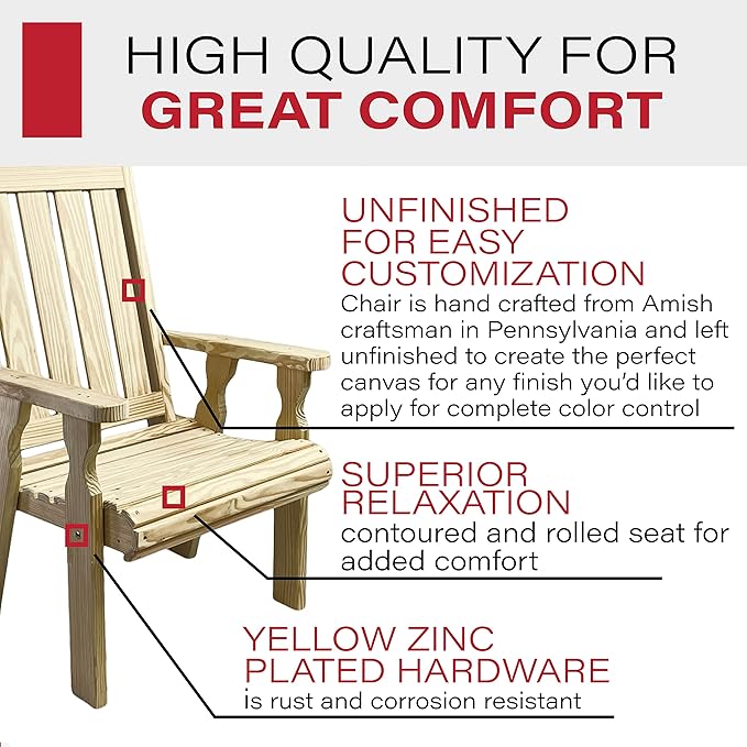 Amish Casual Heavy Duty 600 Lb High Back Mission Treated Patio Chair (Unfinished)