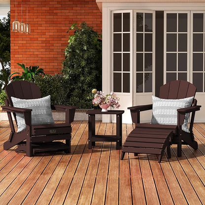 SERWALL Folding Adirondack Chair Footrest, Adirondack Ottomans Without Assembly, Coffee