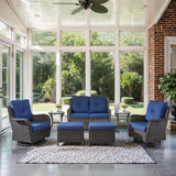Belord 7 Piece Wicker Patio Furniture Set, Outdoor Swivel Rocker Chairs Set of 2 with Ottomans and Loveseat - Photo 1