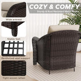 4 Pieces Patio Outdoor Conversation Furniture Set with Cushions, All-Weather Wicker Ottomans - Photo 5