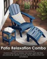 GREENVINES Folding-Adirondack-Chairs-Set-of-6 | HDPE Plastic | Fire Pit Chair | All Weather | Cup Holder | Blue - Photo 6