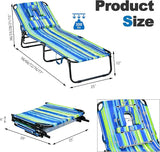 Goplus Tanning Chair, Folding Beach Lounge Chair with Face Hole, Removable Pillow, Carry Strap, Position Adjustable - Photo 2