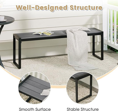 VICLLAX 3-Person Outdoor Bench 53" Long Garden Bench Backless Porch Patio Bench Metal Park Bench, Grey