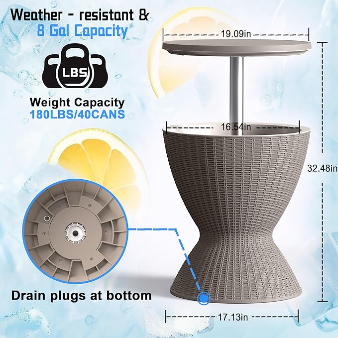 Patio Lounge Chair & Outdoor Cocktail Table Set - Resin All-Weather Relaxation Combo for Poolside, Garden, or Backyard