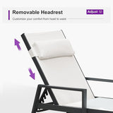 PURPLE LEAF Patio Lounge Chair Set of 3 Outdoor Chaise Lounger Aluminum Frame with Armrest Side Table and Wheels for - Photo 5