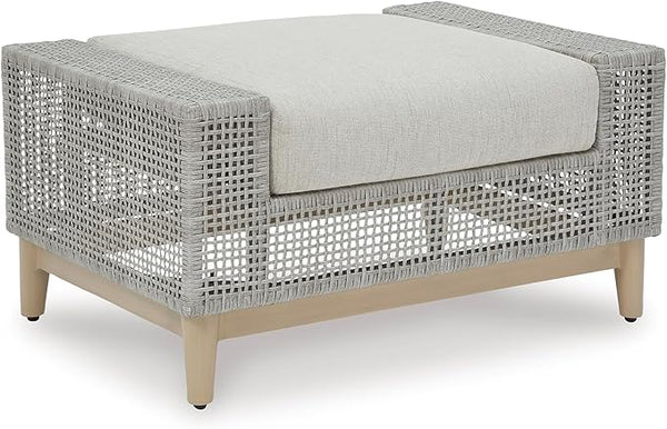 Signature Design by Ashley Seton Creek Casual Nuvella Weather Resistant Fabric Outdoor Ottoman with Cushion - Photo 1