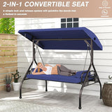3 Seat Outdoor Porch Swing Bench, Adjustable Canopy Swing Chair - Photo 3