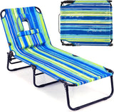 Tangkula Beach Lounge Chair, Folding Sunbathing Recliner with Face Hole - Photo 1