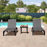 Domi Patio Lounge Chairs Set of 3, Aluminum Pool Chaise Lounge with Side Table - Photo 7