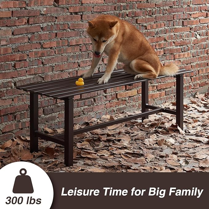 Outdoor Garden Bench, 2-Person Metal Patio Bench Weatherproof Outdoor Backless Bench, Anti-Corrosion and Anti-Rust Garden Benches for Garden Lawn Porch Park Backyard
