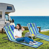 COSTWAY 3-Piece Beach Lounge Chairs, Outdoor Lounger with Side Table, 5 Reclining Positions - Photo 4