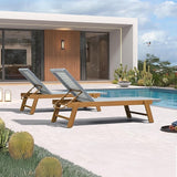 PURPLE LEAF Extra Large Patio Chaise Lounge 2 Pieces French Outdoor Wicker Lounger Matte Teak Aluminum Frame 771LBS - Photo 3