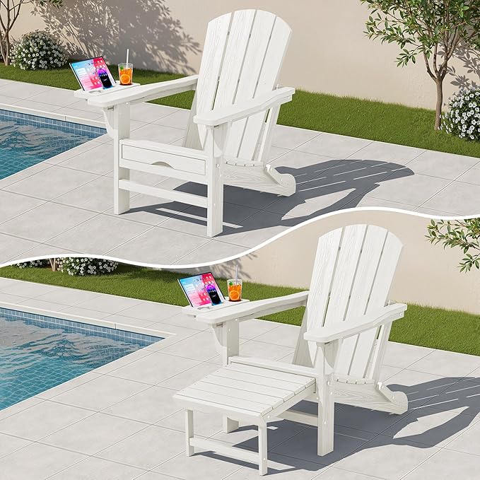 KINGYES Adjustable Folding Adirondack Chair with Footrest & 4-in-1 Multi-Functional Armrest Organizer - Photo 1