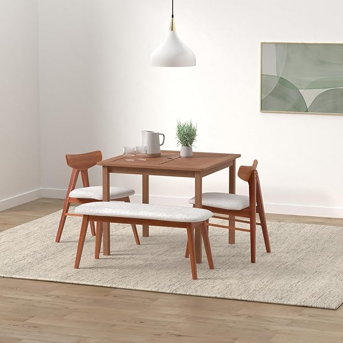 Furinno FG18006 Tioman Hardwood Patio Furniture Square Table with Umbrella Hole, Natural, 35.4"D x 35.4"W x 29.2"H - Photo 2
