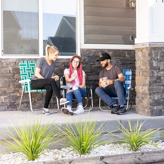 Lawn Chair USA Folding Aluminum Outdoor Patio Lawn Chair | Heavy-Duty Webbed Chairs for Camping, Sports, Beach, Yard & Tailgating | Lightweight Portable | Classic - Surfside