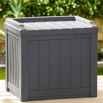Suncast 2 Pack Small Deck Box Storage w/ Bench Seat for Indoor & Outdoor Use, 22 Gal., Cyberspace