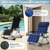 ABORON 2 Pack Zero Gravity Chair, Outdoor Lounge Chairs Sun Loungers with Removable Cushion, Headrest, Cup Holder - Photo 6