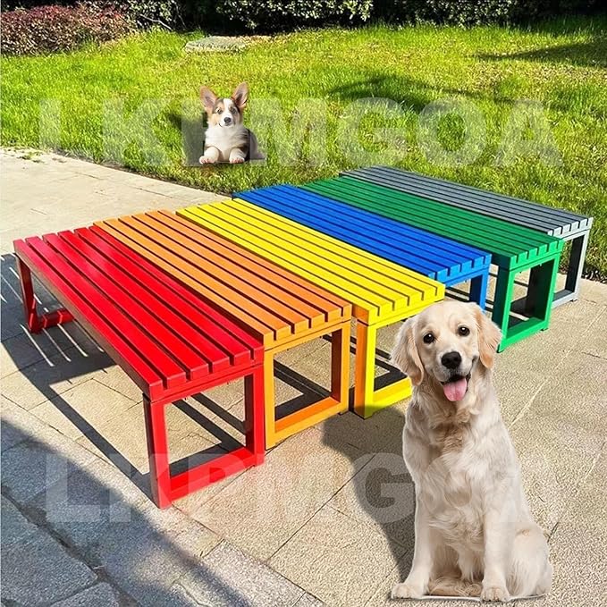 Garden Benches with Metal Legs, Outdoor Bench for Garden, Smooth and Comfortable, can Accommodate 2-3 People(Orange,100cm)