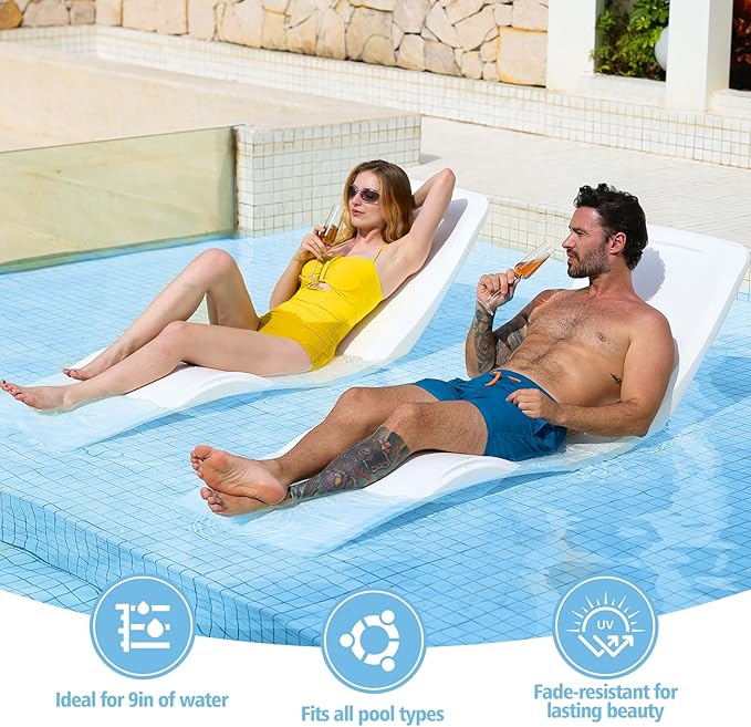 in Pool Lounge Chairs, Pool Lounger for Sun Shelf, Waterproof Patio Furniture with Weather-Resistant Design - Photo 5