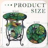 Outdoor Side Table Round Small Mosaic Patio Accent Indoor End Plant Coffee Tea Table for Yard Patio Porch Garden Living - Photo 3