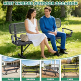 Heavy-Duty Park Bench for Outside - Black Coated Outdoor Furniture Steel Bench - Photo 5