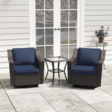 3 Pieces Patio Conversation Furniture Set - 2 Swivel Chairs, 1 Side Table - Photo 6