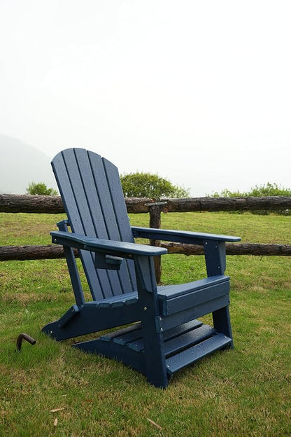 nevilywood HDPE Folding Ottoman - Adirondack Chair Footrest – Weather Resistant, Wood-Grain, Low-Maintenance-, Garden Patio Porch – Coffee