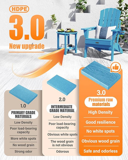 Adirondack Chair with Cup Holder: Adirondack Chairs set of 4 Plastic HDPE Material Furniture - Composite Fire Pit Chairs Foldable for Outdoor/Backyard/Garden/Lawn/Deck/Porch/Patio