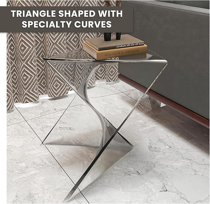 LeisureMod 15.75" Triangular Side Table, Stackable Plastic Accent End Table for Indoor & Outdoor Use - Photo 4