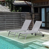 Domi Pool Lounge Chairs Set of 2, Adjustable Aluminum Outdoor Chaise Lounge with Wheels Patio Lounge Chairs - Photo 8