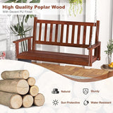 Tangkula 2 Person Wooden Porch Swing, Hanging Patio Swing with 2 Adjustable Galvanized Metal Chains, Slatted Back & Seat - Photo 2
