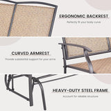 Giantex Patio Glider Bench, 400 Lbs Capacity, Steel Frame, Brown, Outdoor Swing Chair, 2-Person Loveseat, Back Support - Photo 4