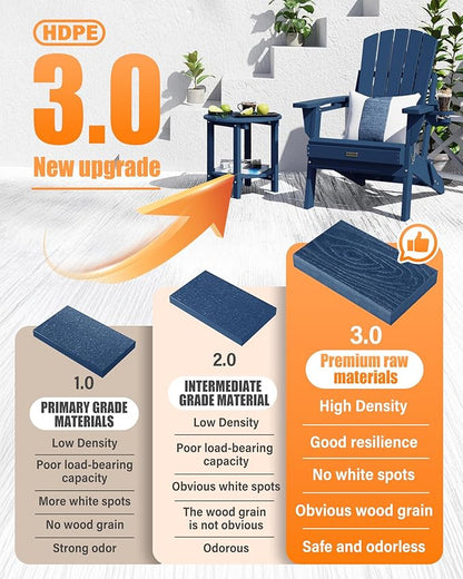 Adirondack Chair with Cup Holder: Adirondack Chairs Set of 4 Plastic HDPE Material Furniture - Composite Fire Pit Chairs Foldable for Outdoor/Backyard/Garden/Lawn/Deck/Porch/Patio