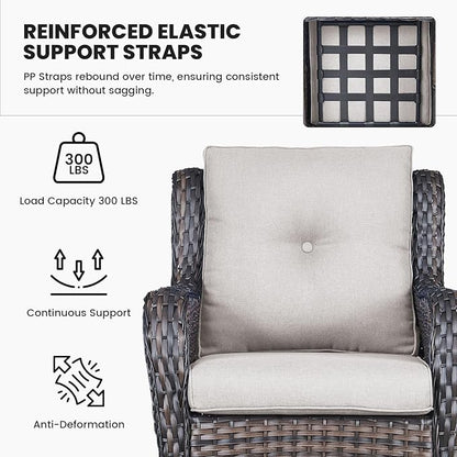 Belord Wicker Furniture 4 Pieces Outdoor Patio Furniture Set Patio Chairs with Ottomans Conversation Set for Porch Garden Deck Balcony Poolside