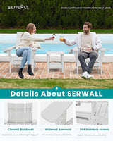 SERWALL Modern Folding Adirondack Chair with Cup Holders, All Weather Resistant Outdoor Adirondack Chair - Photo 4