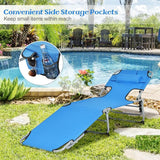 GYMAX Tanning Chair, Beach Lounge Chair with Face Hole, 5 Level Adjustable Backrest, Removable Pillow & Carry Handle - Photo 4