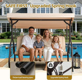 3 Seat Outdoor Porch Patio Swing with Adjustable Canopy& Backrest, Outdoor Swing for Adults - Photo 6