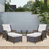 Rilyson Wicker Patio Furniture Set - 5 Piece Rattan Outdoor Sectional Conversation Sets with 2 Chairs - Photo 2