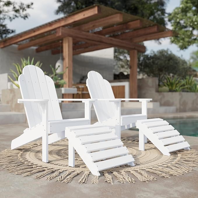 Wildridge Classic Footrest, White - Outdoor Weather Resistant HDPE Ottoman for Adirondack Chair
