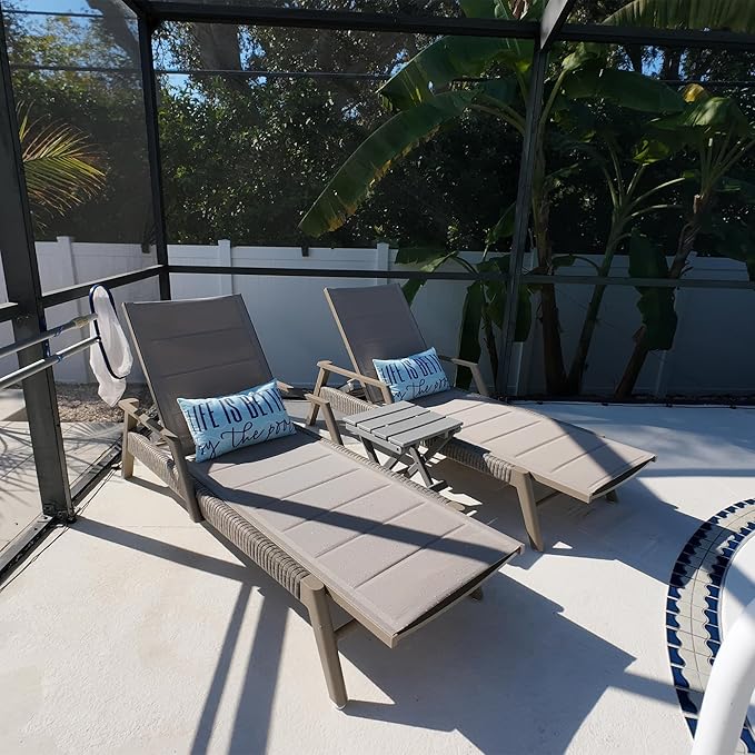 PURPLE LEAF Patio Chaise Lounge Chairs with Armrests Aluminum Reclining Layout Lounges for Outdoor Poolside Nurture - Photo 1