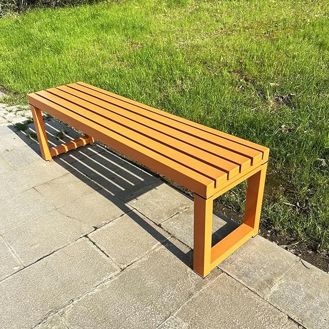 Weatherproof Metal Dining Bench, Outdoor Bench Backless Patio Bench 2-Person Farmhouse Bench Garden Bench for Kitchen - Photo 1