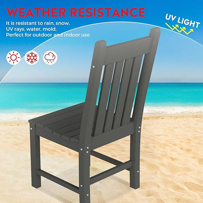 Costaelm Armless Outdoor Chair, Patio Adirondack Chair, HDPE Poly Lumber Waterproof Restaurant Bistro Kitchen Dining Chair for Outside Porch Backyard Garden, Gray