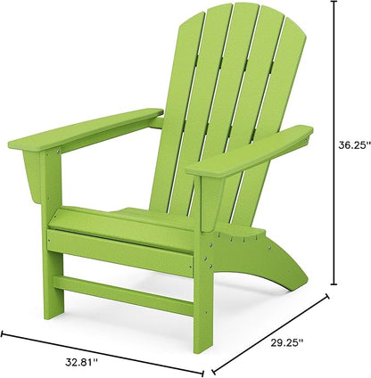 POLYWOOD Nautical Curveback Adirondack Chair, Green, High Density Polyethylene (HDPE), Weather-resistant, Outdoor, Relaxing
