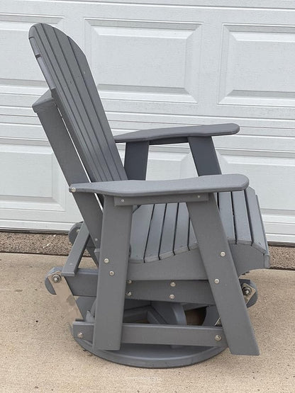Phat Tommy Glider for Outside Patio - Outdoor Swivel Glider Chair - Poly Outdoor Furniture, Adirondack Porch Glider Chair, Green
