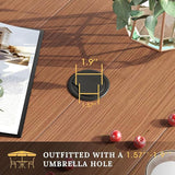 VICLLAX 63" Rectangle Outdoor Dining Table for 6, Patio Table with Umbrella Hole, All Weather Metal Patio Tables - Photo 3